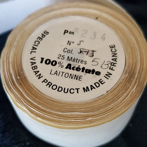 Laitonne 1960's French Ribbon - 100% Acetate - 1" Pale Pink with Silver WireEdge - Picture 4 of 5